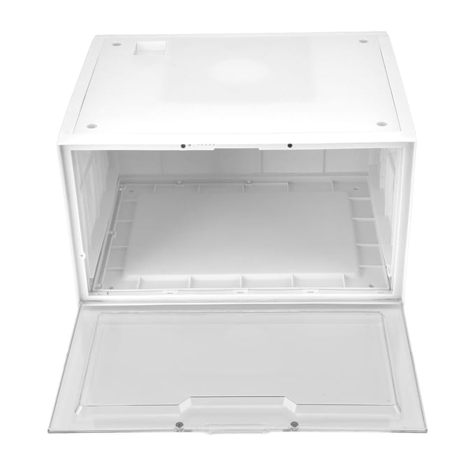 LED Schoendoos Spraakbesturing Transparante Deur Stapelbare Sneaker Opberg Displaycase voor Thuis zwart