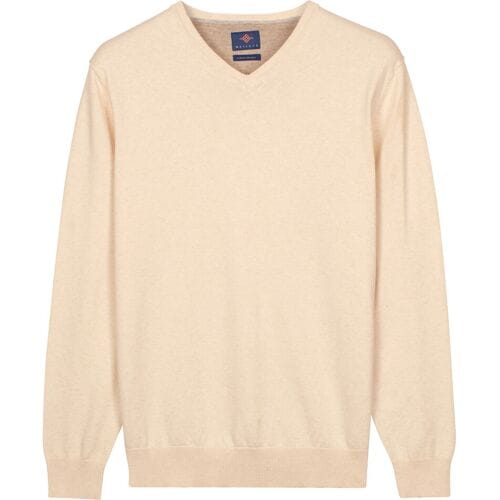 Baileys Trui Uni Color V-Neck Pima Cotton Marshmallow / male