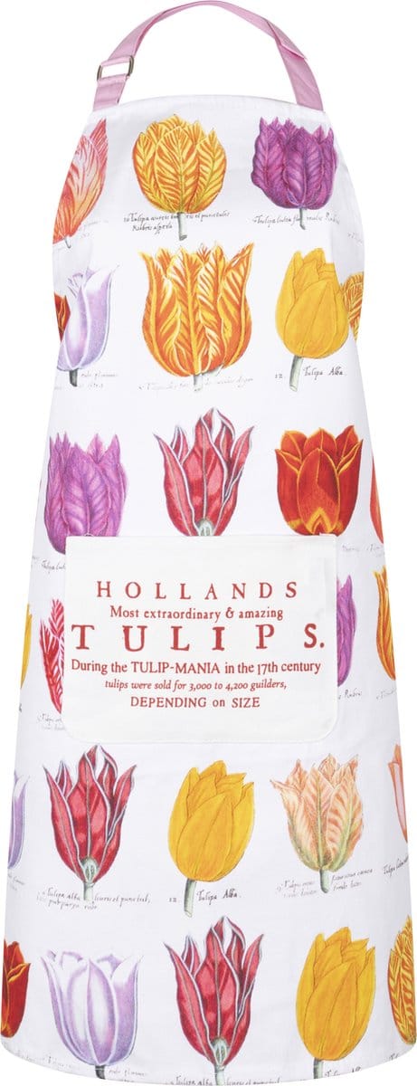 Memoriez Keukenschort Tulpen Wit 100% Katoen