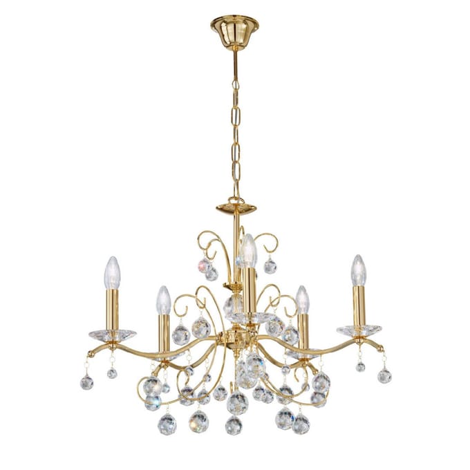 austrolux Kroonluchter Carmen II, glas, verguld, 65 cm
