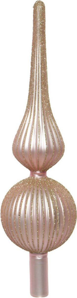 Decoris Kerstboom piek gedecoreerd - lichtroze - glas - 31 cm