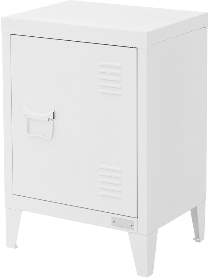 Nachtkastje 40x30x58 cm wit staal met verstelbare plank ML Design