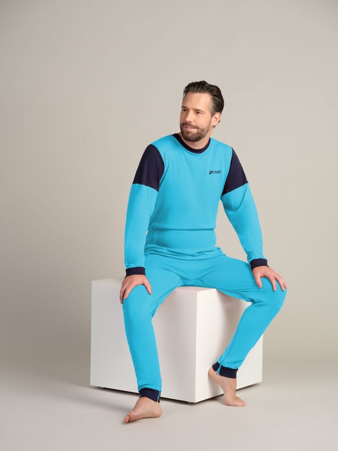 Plukpak voor volwassenen | Rugritssluiting  | Rits in het kruis | Hansop | Lichtblauw| XL