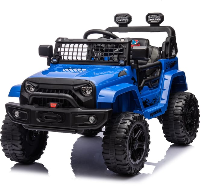 Triumpunpre - Elektrische Kinderauto 12V - Vering & LED - Bluetooth - 2 Snelheden (Blauw, 3-8j)