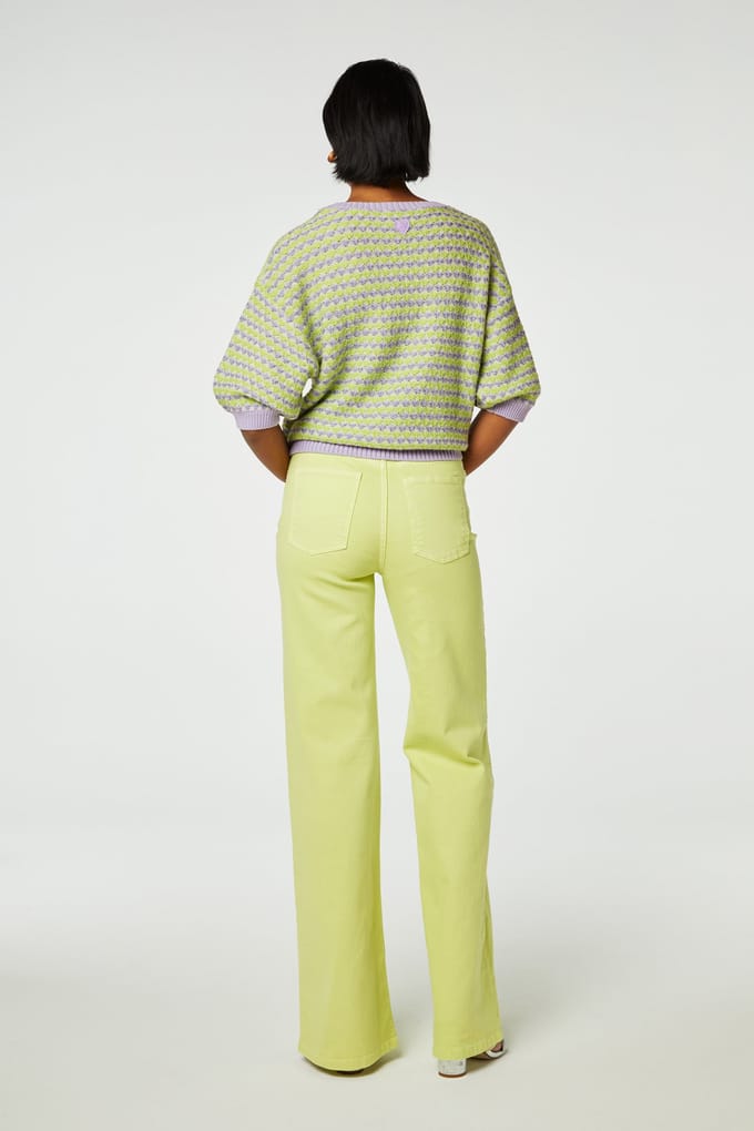 Fabienne Chapot Thea Wide Lime Light Maat: W29L32 | Flared Jeans Outlet | Dames | Groen
