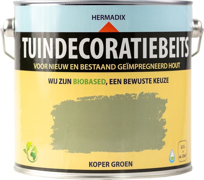 Hermadix tuindecoratiebeits dekkend koper groen - 2,5 liter