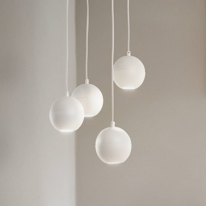 HELAM Hanglamp Midway, zandkleurig, 4-lamps, Ø 35 cm, GU10