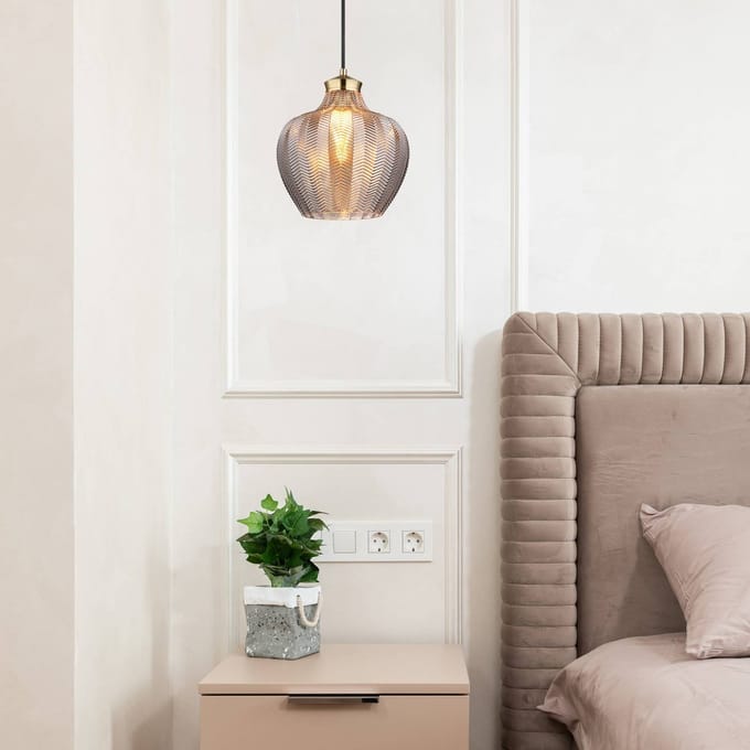 Globo Hanglamp Jessica, Ø 25 cm, rookgrijs, glas