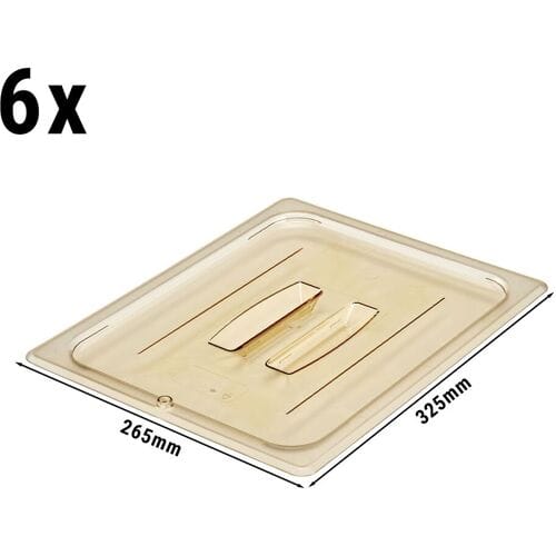 (6 stuks) CAMBRO H-PAN™ - Hittebestendige GN platte deksels 1/2 - met handvat - Barnsteen