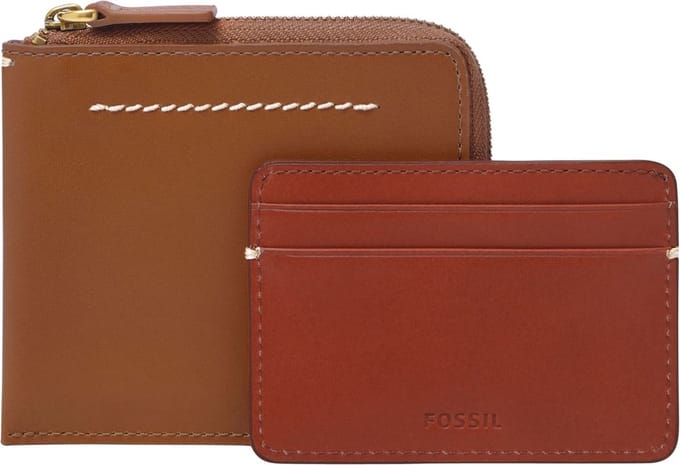 FOSSIL Kaarthoes Kaarthouder Westover Large Zip Bifold Saddle Bruine