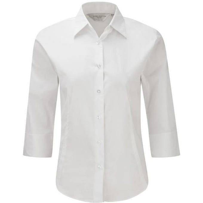 Russell Collectie Dames/Dames 3/4 Mouw Easy Care Gevoelig overhemd (Wit)