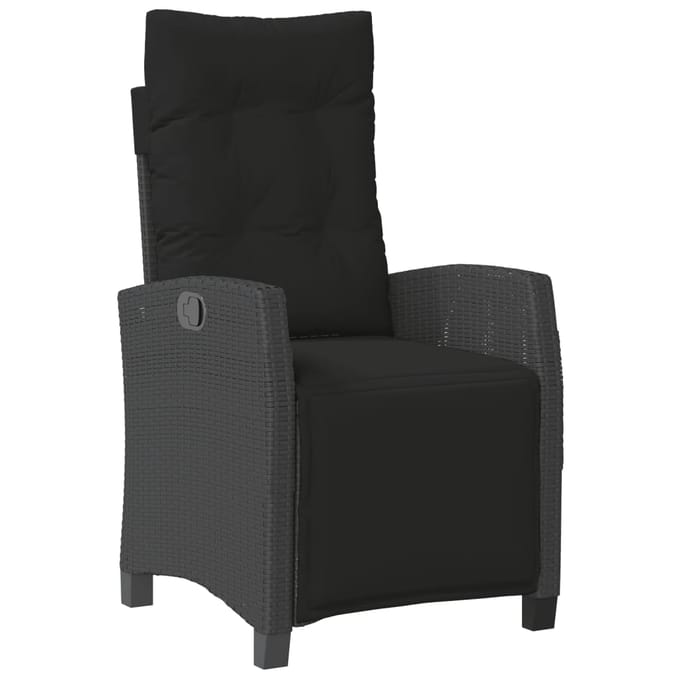 vidaXL - 3-delige - Tuinset - met - kussens - poly - rattan - zwart