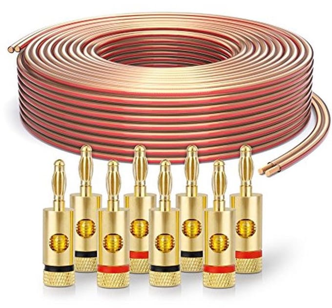 HiFi Luidsprekerkabel 2x2,5 mm² - 20m transparant met 8 banaanstekkers