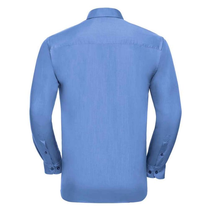 Russell Collection Heren Poplin Easy-Care Formeel Overhemd (Bedrijfsblauw)