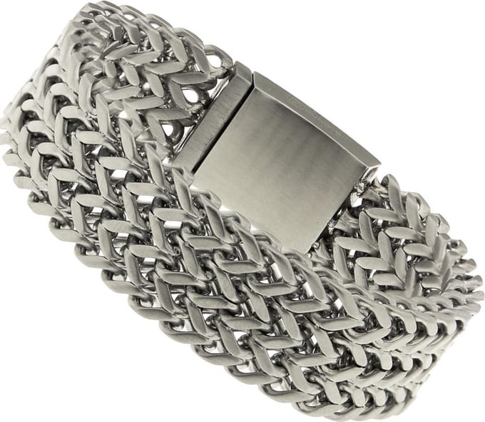 Bukovsky - Geborstelde Stalen Heren Armband - "Excellent Small" - 23 cm - Extra Lang - Gematteerd - Rvs - 316L Stainless Steel