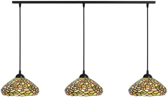 3 x Tiffany Settle Down lampen aan plafondbalk - Art Deco Trade