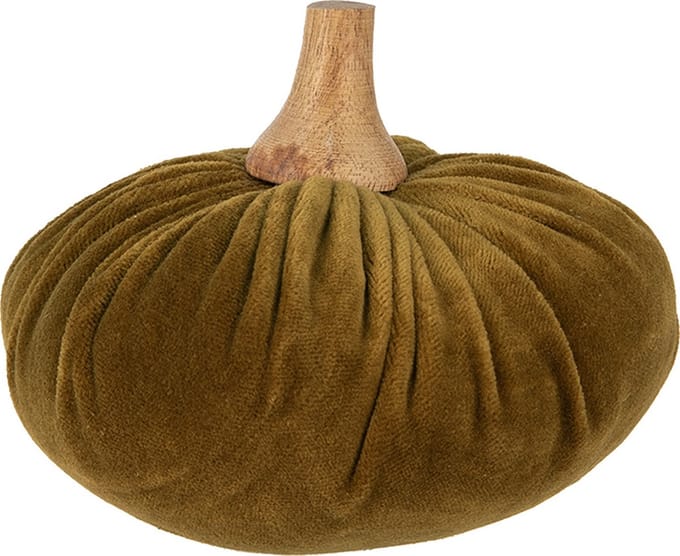 Clayre & Eef Decoratie Pompoen Ø 15x12 cm Groen Polyester Herfst decoratie