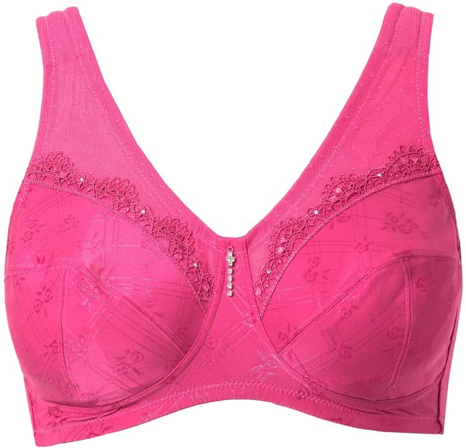 Ulla Popken - Dames - Ontlastingsbeha zonder beugel kant - Mat roze - Maat 100E