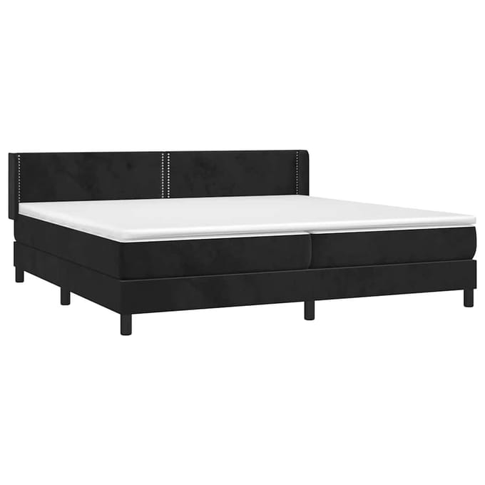 vidaXL - Boxspring - met - matras - fluweel - zwart - 200x200 - cm