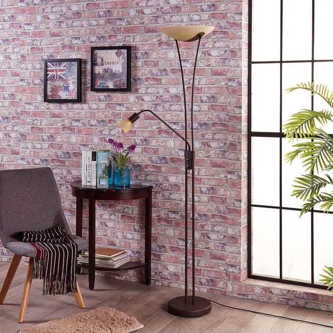 Lindby Felicia uplighter met leeslamp, roest