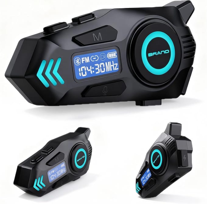 K09 Motorheadset, motorhelm, Bluetooth 5.4, helm hoofdtelefoon intercom binnen bereik 500 m, intercom headset IPX8 met digitaal display, hifi/spraakassistent, FM (1 stuks)