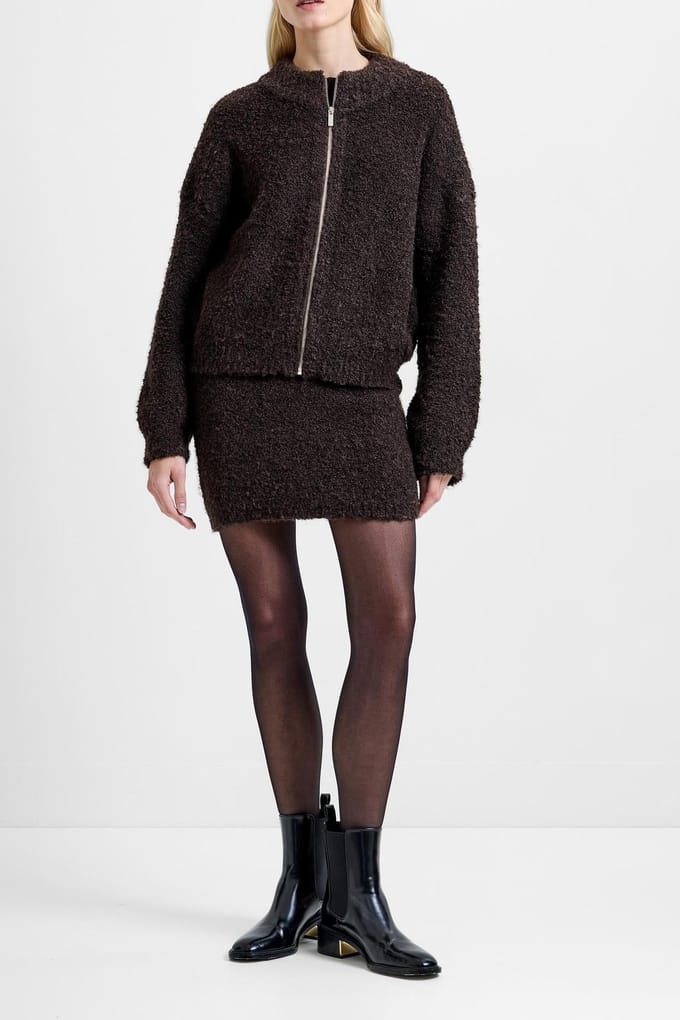 French Connection Renee Boucle Ls Zip Through Bitter Chocolate Taglia: S | Maglioni a maglia Outlet | Donna | Marrone