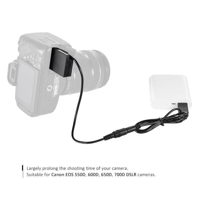 DR-E8 Dummy Batterij met DC Powerbank USB Adapterkabel Vervanging voor Camera Canon black