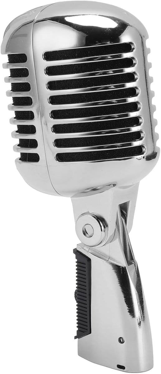 Dynamische Microfoon - Zangmicrofoon Podiummicrofoon - Live Optredens - Cardioïde Opnamepatroon - 25 x 20 x 7 cm - Zilver