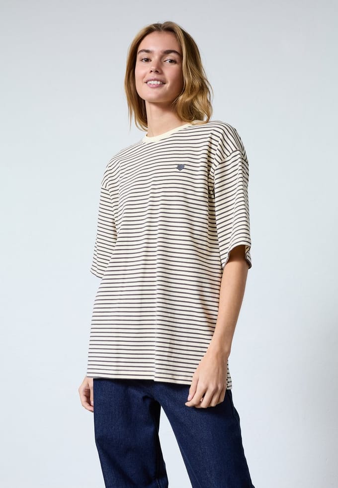 SISTERS POINT Vez-ss - Dames T-shirt - Cream/brown - Maat M