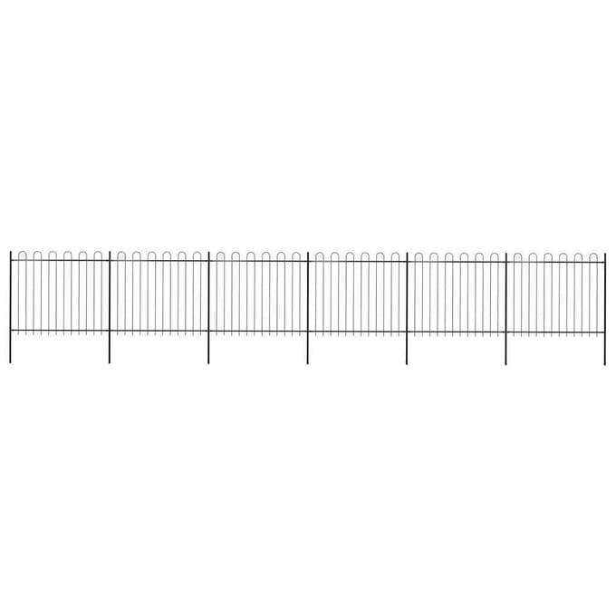 vidaXL - Tuinhek - met - ringtop - staal - 1005x150 - cm - zwart