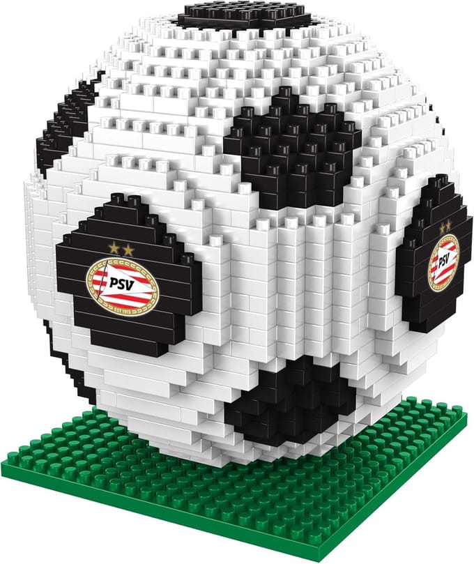 Voetbal Bouwset - 3D Constructie - Team Fanatiek - Pixel Kunst Design - 9.5 cm Hoog - Rood Wit