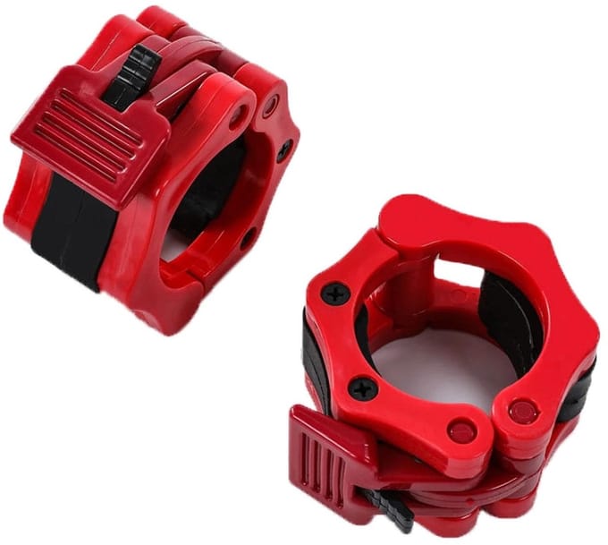 Allecto - Olympische Barbell Clips - Snelle Ontgrendeling Gewichtheffen - Rood - Set van 2