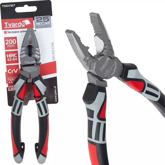 Tvardy Universele combinatietang - 200 mm - CrV staal - Ergonomische grip - PTFE coating