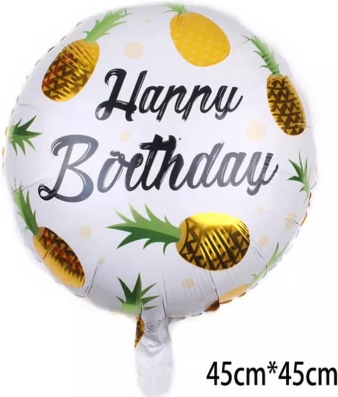 Folieballon happy birthday ananas goud 45 cm