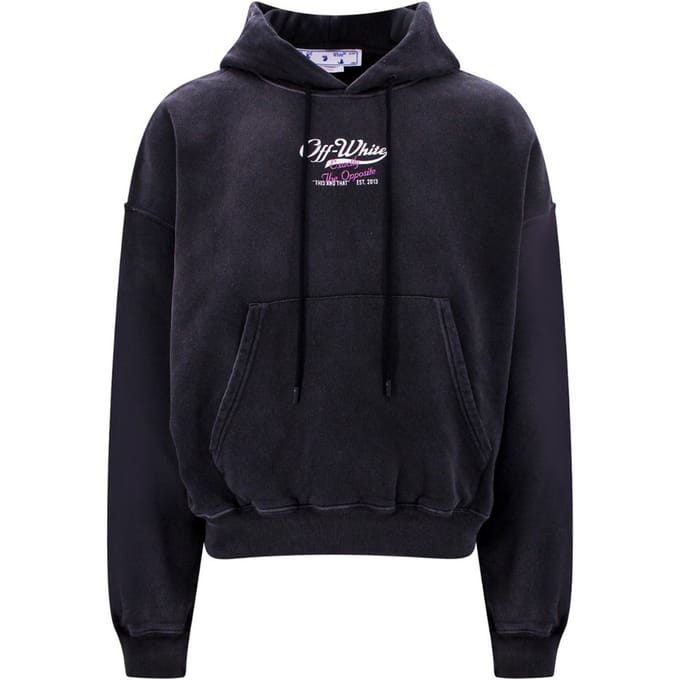 Gebroken witte Wave Off Boxy zwarte hoodie
