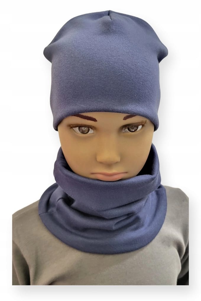 Dartomik - Kinder Set - Muts en Sjaalkraag - Dubbelzijdig - Jeans Kleur