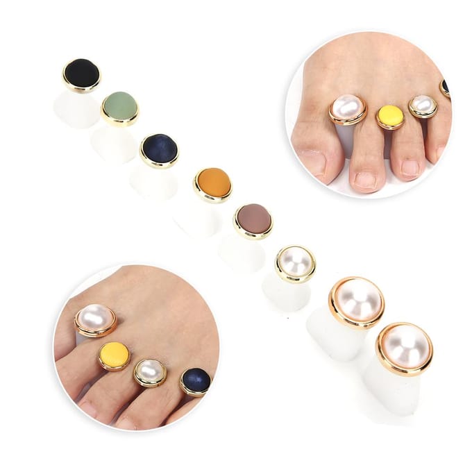 8 pièces Séparateur d'orteils en silicone pour nail art Lavable Réutilisable Outil de séparation des orteils Soin de pédicure#G beige