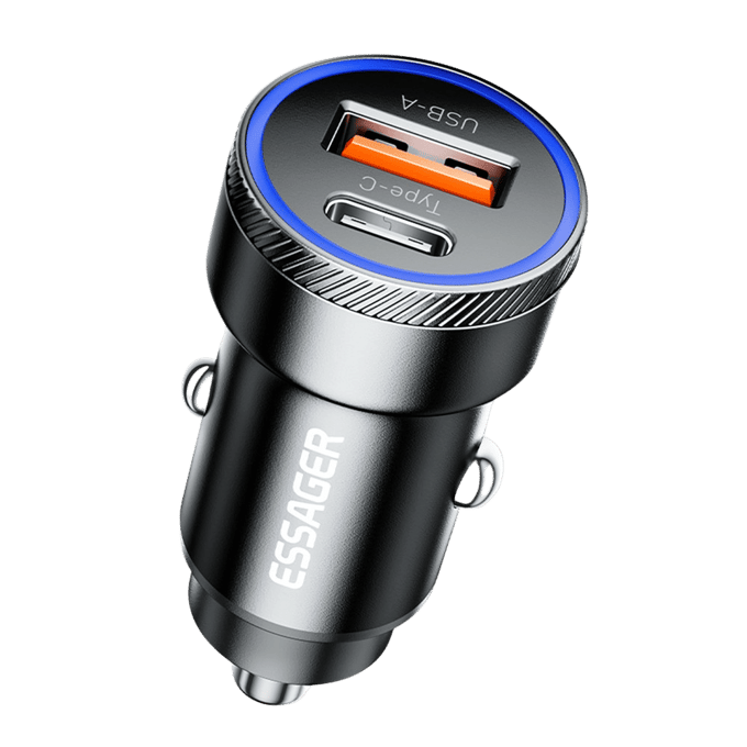 Essager Plug and Charge 54W Autolader USB en USB-C Zwart
