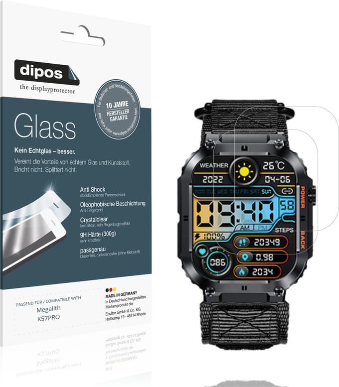 dipos – 2x Pantserfolie geschikt voor Megalith K57PRO | 9H Screenprotector