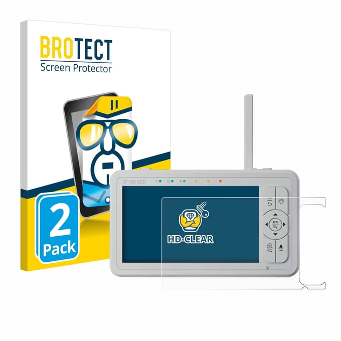 BROTECT - Screenprotector voor Babysense HD S2 5" - Folie Beschermfolie transparant 2 Stuks