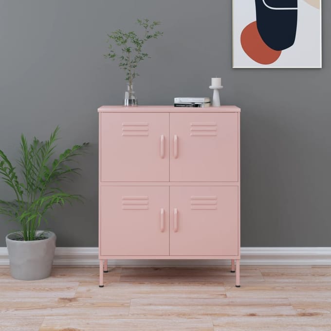 vidaXL - Opbergkast - 80x35x101,5 - cm - staal - roze