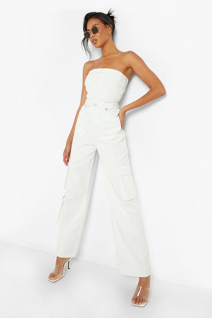 boohoo Dames Seam Detail Longline Corset Top | Off White | Maat: 42