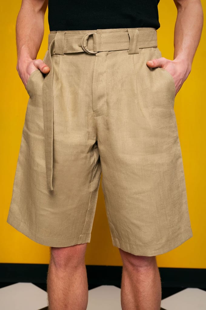 Heren Hoge Taille Linnenmix Tailored Shorts