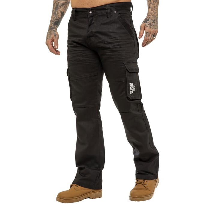 Enzo | Heren Cargo Combat Jeans - Zwart