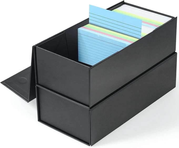 Kaarthouder Box - Index Kaarten - Organiseren van Informatie - Stapelbaar Ontwerp - Voor 1200 Kaarten - Zwart