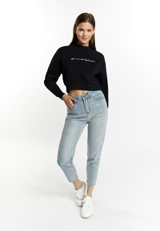 Mymo Cropped sweatshirt Dames zwart