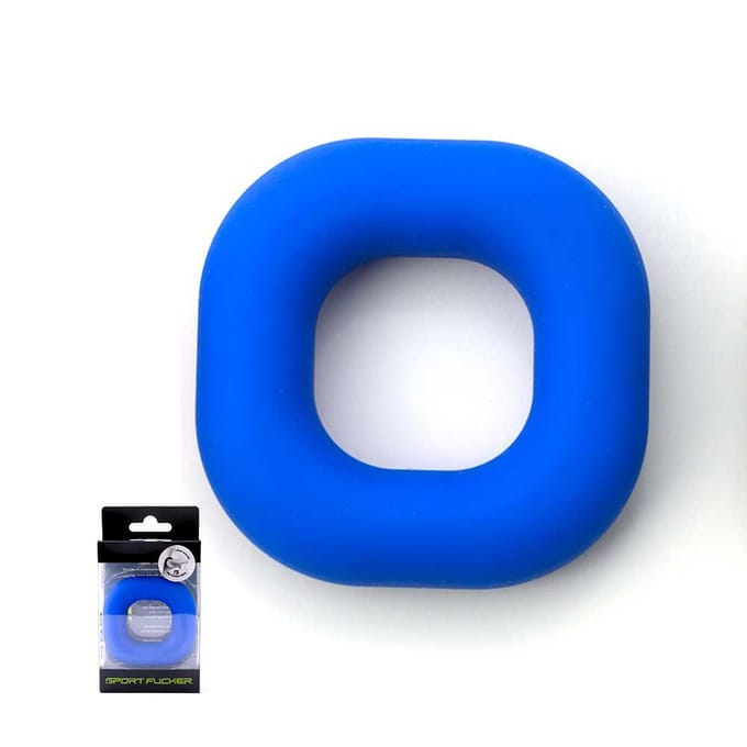 Sport Fucker - Big Boner - Elastische Cockring - Liquid Siliconen - Blauw
