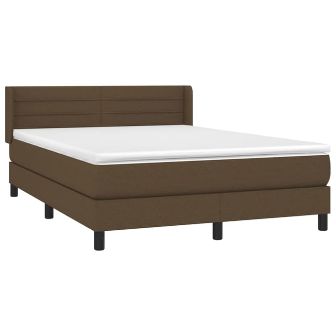 vidaXL - Boxspring - met - matras - stof - donkerbruin - 140x200 - cm