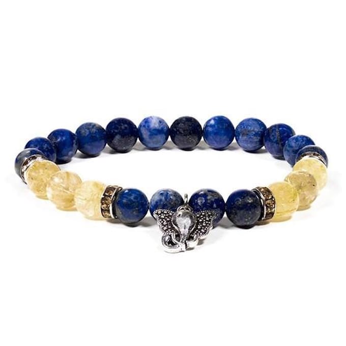 Edelsteen Armband Lapis Lazuli - Rutielkwarts met Ganesha