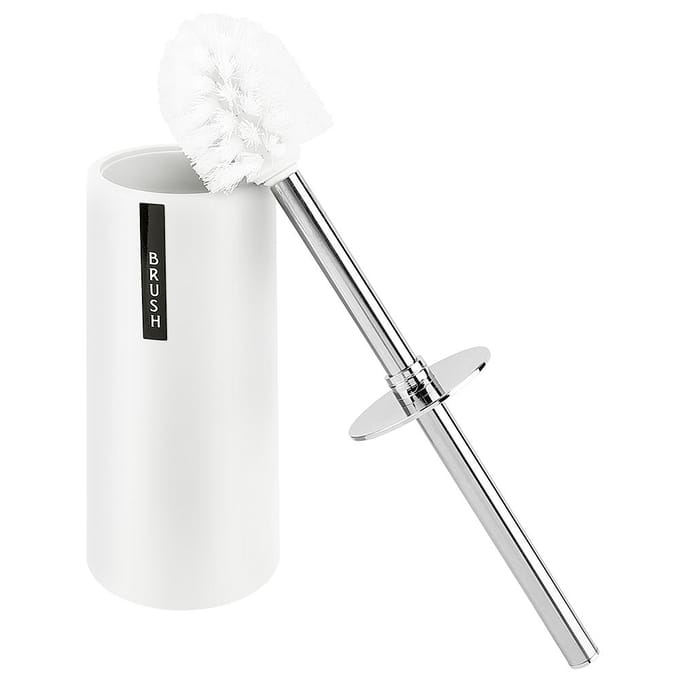 Toiletborstel met Houder Zware Roestvrij Staal Verbeterde Handgreep Schrobber Reiniger Set(Wit) wit